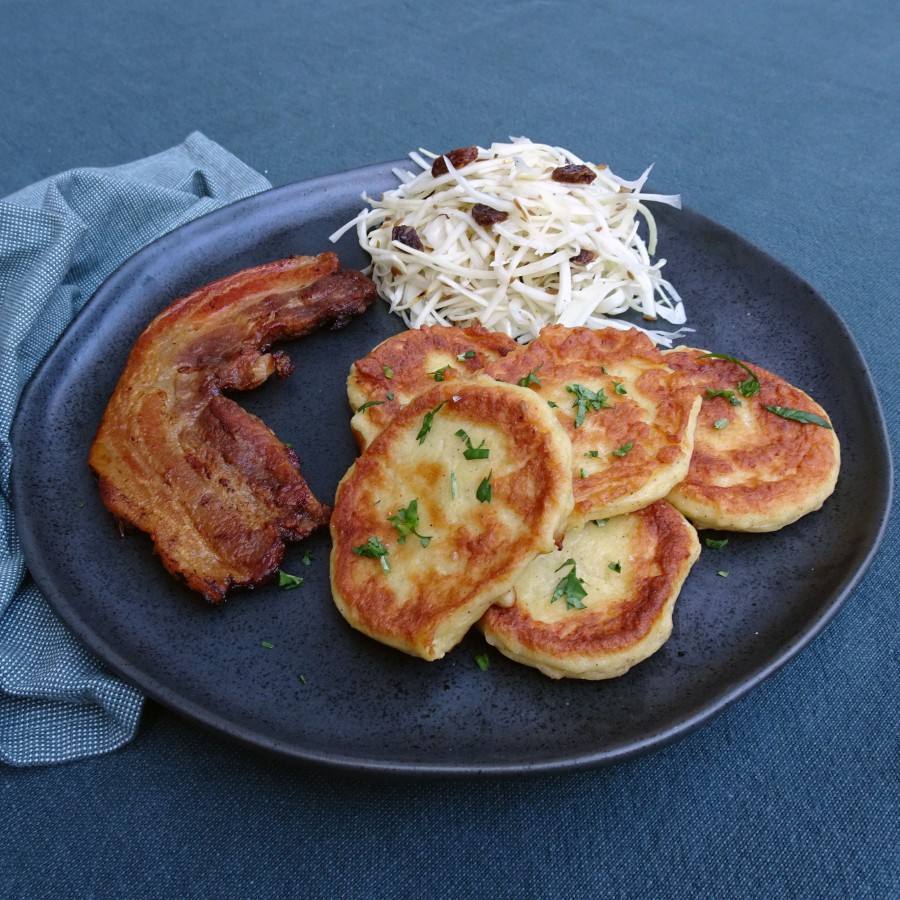 Aardappelpoffertjes met spek