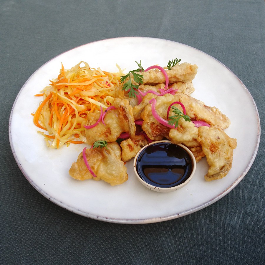 Tempura van oesterzwammen en tofu